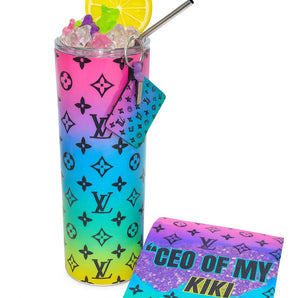 Rainbow Drip custom tumbler and mouse pad set