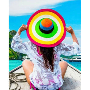 Multi-Colored Oversized Straw Hat - The Trap Doll Hou$e Boutique Multi-Colored Oversized Straw Hat