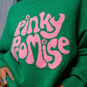 PINKY PROMISE Round Neck Sweater - The Trap Doll Hou$e BoutiquePINKY PROMISE Round Neck Sweater