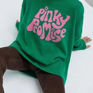 PINKY PROMISE Round Neck Sweater - The Trap Doll Hou$e BoutiquePINKY PROMISE Round Neck Sweater